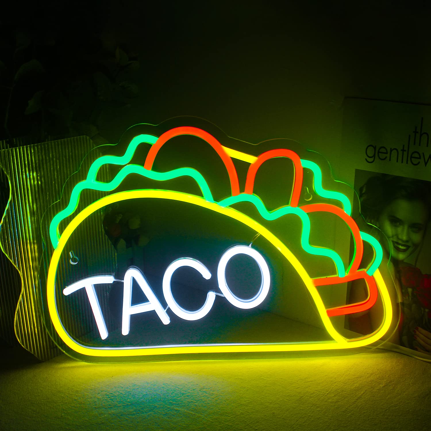 ineonlife Tacos Shaped Neon Sign LED Sign Wall Decor for